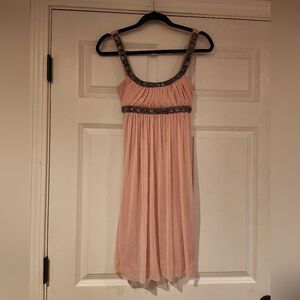 City Studio pink gem detail tie back formal dress S